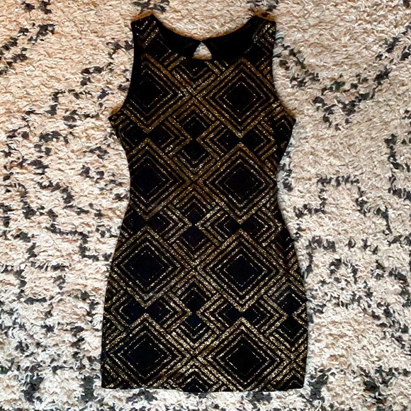 Black & Gold Sparkle Mini Dress - Picture 6 of 7